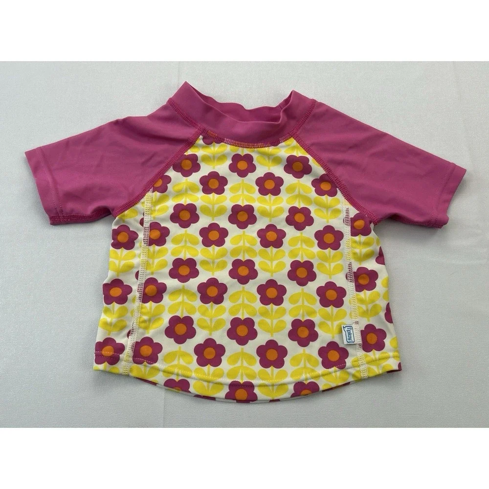 iPlay UPF 50+ Rash Guard Top 12-18 Months Pink Floral Swim Beach Sun Shirt